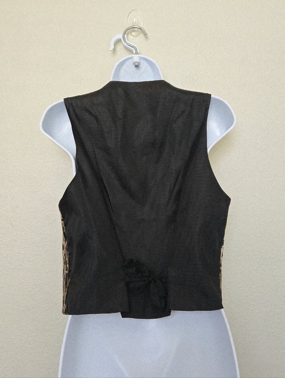 Vintage 90s Faux Suede Leopard Print Vest Size Small Glam Mobwife - Picture 4 of 9